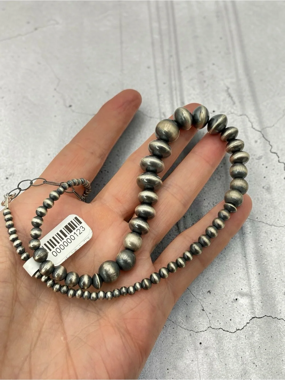NWT Navajo Pearl Sterling Silver Graduated Bead Necklace 15” + 2” Ext Southwest